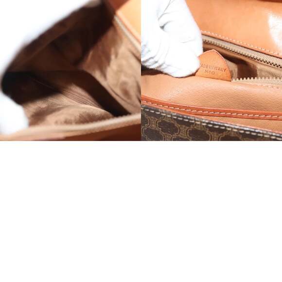 CELINE Macadam Canvas Hand Bag Pvc Leather Brown Gold - Picture 13 of 13